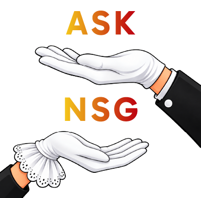 Ask NSG with two gloved hands holding up each